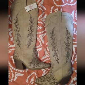Sugar Western Rhinestone Heeled Boots
